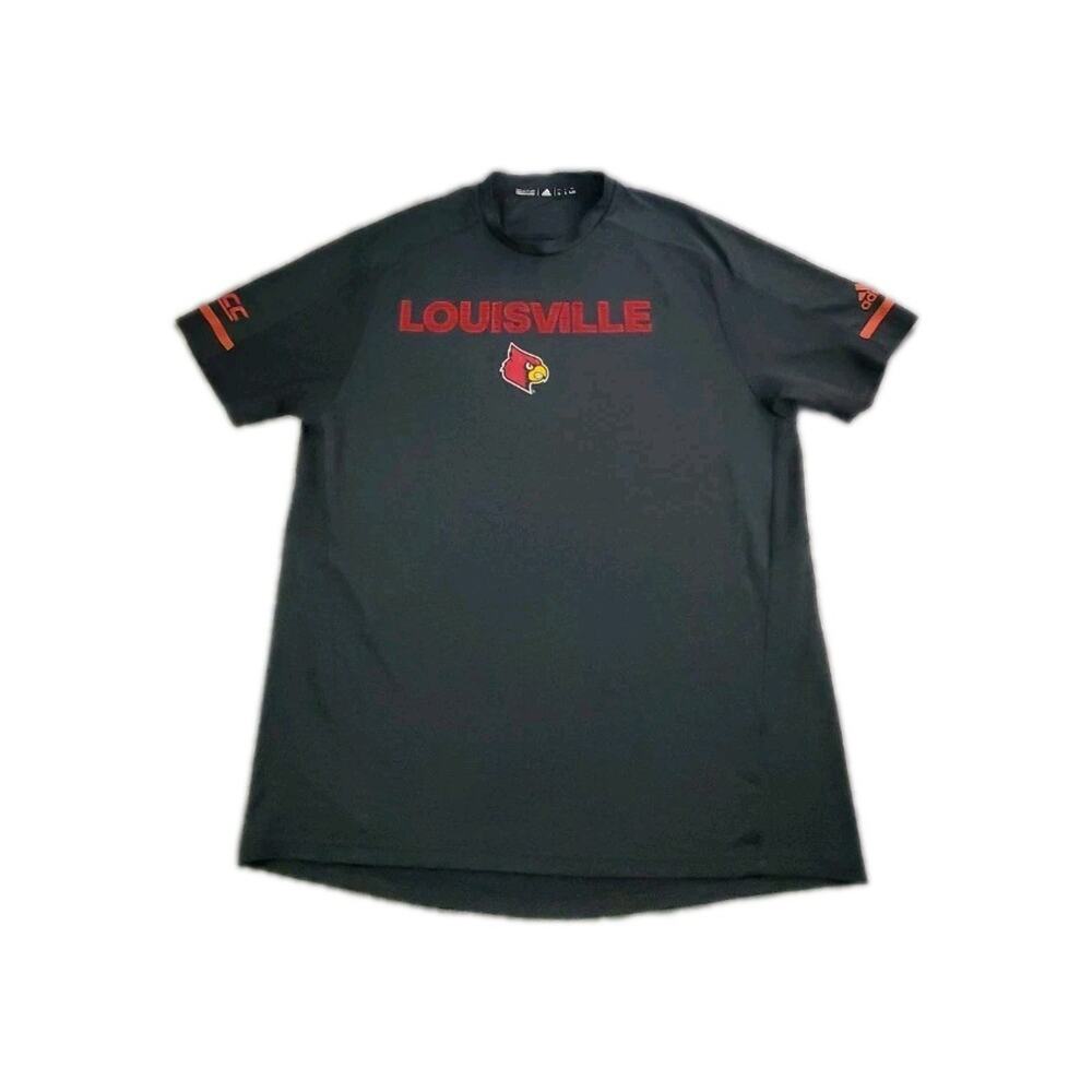 Adidas Climalite Louisville Cardinals Team Men's Sz L T-Shirt Black Vented C33
